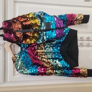 THIS IS A SET!!! 2012 Victoria's Secret PINK Multicolor Sequin Jacket & Backpack